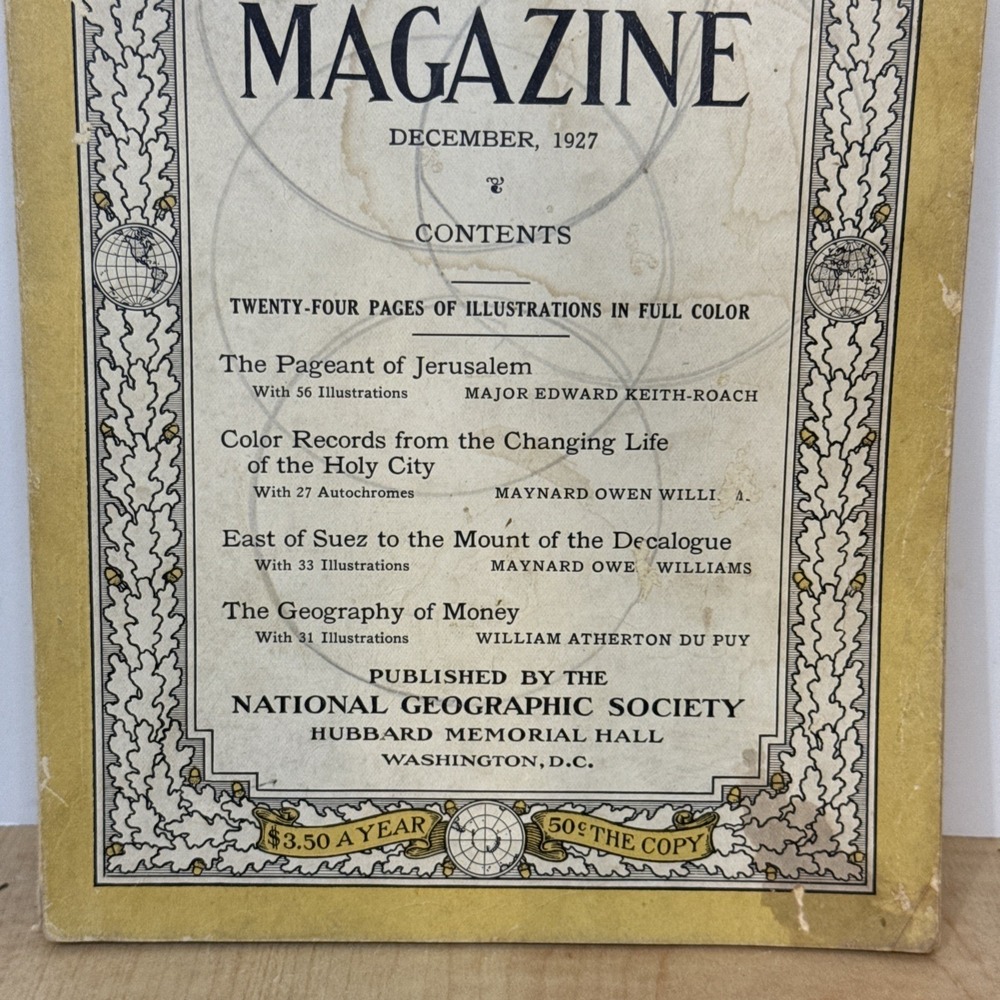 Vintage National Geographic Volume LII No. 6 Dec 1927 Jerusalem Holy City Color - Picture 4 of 5